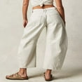 thumbnail image 4 of QJUHUNG Women  Loose Jeans Solid Color Mid-Rise Barrel Denim Pants, 4 of 6