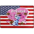 thumbnail image 4 of SKYSONIC Meow Cat Love Non-Slip Area Rug, Floral American Flag Floor Carpet Comfort Floor Mats Decor for Indoor Front Porch Living Room Bedroom Kitchen, 36"x24", 4 of 5