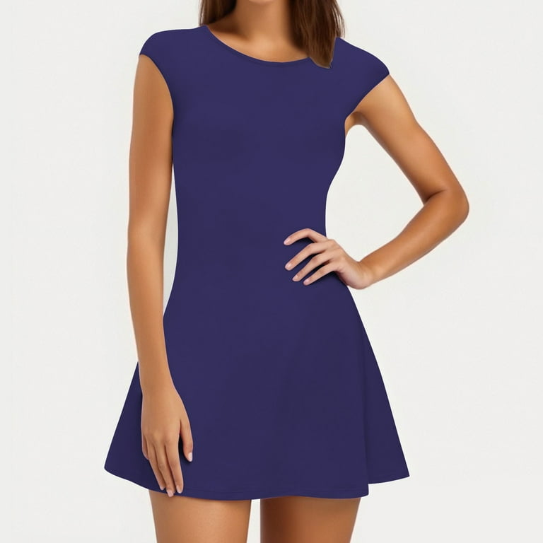 Qolati Cocktail Dresses for Women Elegant Cap Sleeve Crewneck A Line Mini Dresses Business Casual Work Graduation Formal Party Short Dress Dark Blue S Qolati Cocktail Dresses for Women Elegant Cap Sleeve Crewneck A Line Mini Dresses Business Casual Work Graduation Formal Party Short Dress Dark Blue S