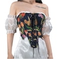 thumbnail image 1 of Mujeres Casual Sexy Ojal con cordones Estampado floral Fishbone Court Vintage Corset Straps Tank Top Fridja  nalpqowj29906, 1 of 9