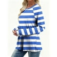 thumbnail image 6 of Ltctricy Women's Long Sleeve T Shirts Trendy Crew Neck Striped Fashion Tee Tops Soft Casual Tees Loose Tunic Blouses(Blue,XX-Large), 6 of 7