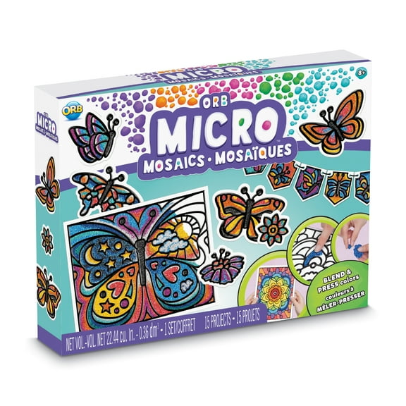 ORB Micro Mosaics All in One Butterfly Kit, Mosaic Making Kits & Supplies for Kids Ages 8 and up