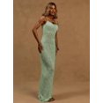 thumbnail image 2 of Green Sequin Knit Spaghetti Strap Fitted Maxi Dress For Holiday Spring Summer Beach Wedding Guest Elegant Night Out, 2 of 6