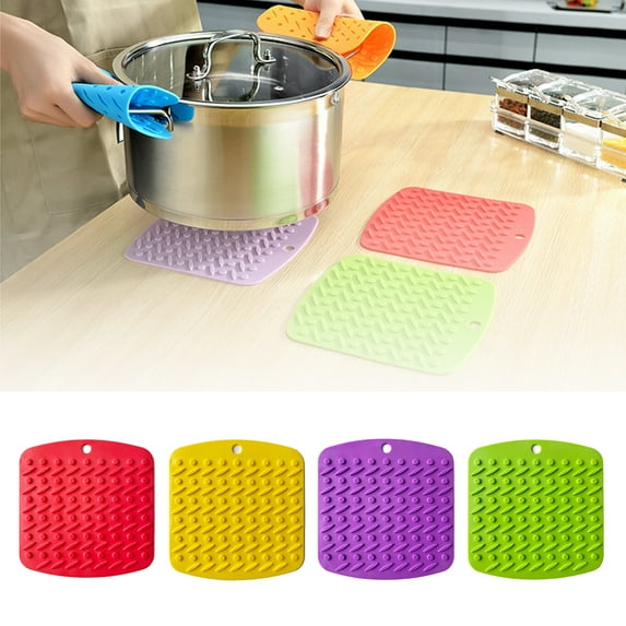Dengjunhu Silicone Trivet Mat - Non Slip Heat Resistant Trivet Hot Pads for Kitchen Silicone Pot Holder for Kitchens Jar Opener, Spoon Holder, Oven Mitts, Placemats, Pot Holders