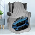 thumbnail image 4 of Teen Room Soft Flannel Fleece Throw Blanket, Modern Blue Sports Car Power Prestige Speed Fast Vehicle Automobile Image, Cozy Plush for Indoor and Outdoor Use, 50" x 60", Blue Black Grey, by Ambesonne, 4 of 5