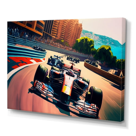 Designart Racing car in Monaco GP VII Canvas Wall Art