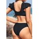 thumbnail image 2 of Conjunto de Bikini con Mangas Cortos Volantes Trajes de Baño de Dos Piezas para Mujer Negro CH Negro CH Xishao ropa, 2 of 2