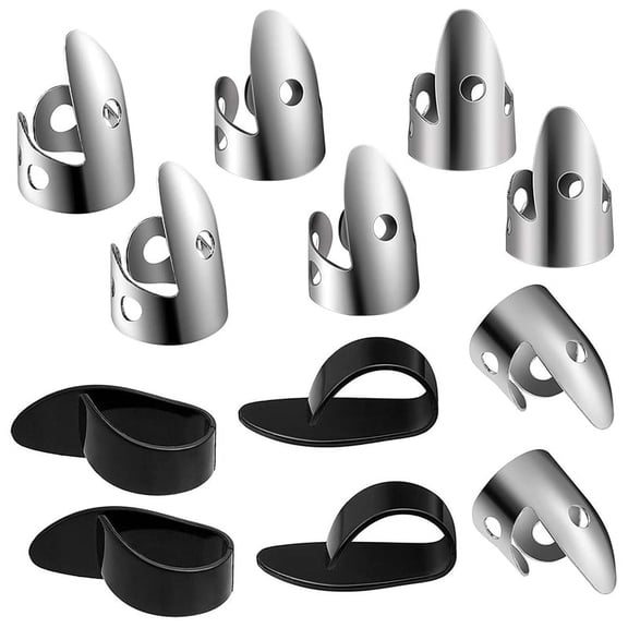 12 Pcs Steel Finger Picks Set,Metal Adjustable for Guitar, Banjos and Other Instruments