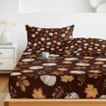thumbnail image 6 of Queen Size Fitted Sheet Set - White Pumpkins Fall 3 Piece Bedding Sets 16" Deep Pocket Fitted Sheet with 2 Pillowcases, Thanksgiving Maple Leaves Brown Brushed Microfiber Hotel Luxury Bed Sheets, 6 of 9