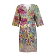 thumbnail image 5 of Robe d'Été pour Femmes 2024 Mode Grande Taille Décontractée Ample Coton Lin Manches Courtes Col Rond Robe Manches Courtes Col Rond Robe Rabais de 50 % Liquidation!, 5 of 5