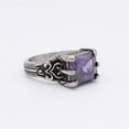 thumbnail image 3 of Men's Titanium Steel Ring with Square Black Onyx Stone Retro Band for Him Steel Blackstone or Steel Purple Stone Options Jewelry Gift, 3 of 7
