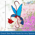 thumbnail image 4 of Gift Essentials Hummingbird Plant Hanger Stained Glass Bird Feeder Hook Red Flower, 4 of 8