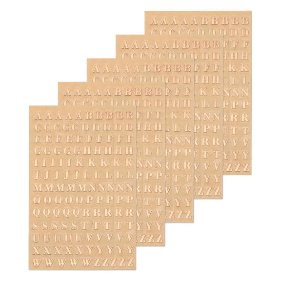 5 Sheets Letter Resin Stickers 3D Small A to Z Rose Gold Alphabet Sticker Metallic Alloy Uppercase for Resin Nail 3mm