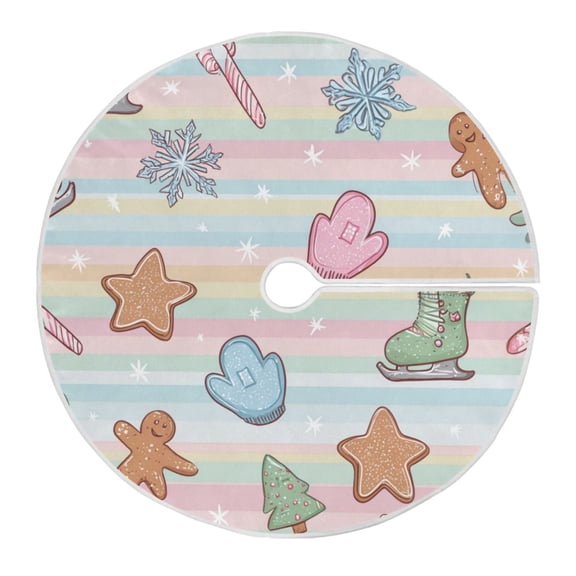 Christmas Tree Skirt 35.4 Inch Pastel Christmas-themed Tree Skirt Christmas Tree Mat Decor for Christmas Party Ornaments Decorations