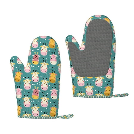 

Zeuib Colorful Cow Print Oven Mitts Oven Gloves with Non-Slip Silicone Heat and Slip Resistant Cooking Mitt Set for Cooking and Baking (2 Count)