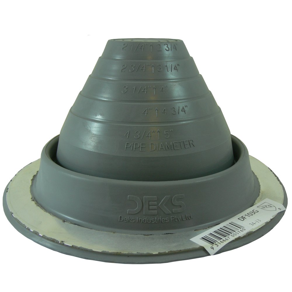 3 (DF103G) GRAY EPDM DEKTITE ROUND BASE METAL ROOFING PIPE FLASHING