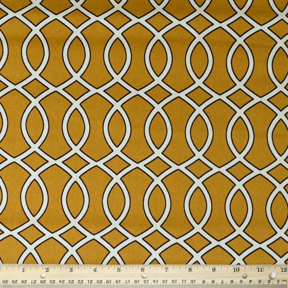 Waverly Inspirations 45" 100% Cotton Printed Ogee Sewing & Crafting Fabrics, 8 yd By the Bolt, Gold, White and Brown