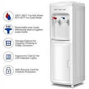 KOTEK Water Coolers Water Dispenser, Hot & Cold Top Loading Water Cooler Dispenser Holds 3 or 5 Gallon Bottles w/ Child Safety Lock, Removable Drip Tray & Storage Cabinet for Home Office School,White