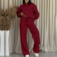 thumbnail image 7 of Bloomae Two Piece Workout Sets for Women Sweatsuit Drawstring Elastic Waist Jogger Sets with Pockets 2025 Basic Crewneck Athletic Baggy Outfits Fall Tracksuit Wine L, 7 of 7