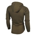 thumbnail image 4 of MaFYtyTPR Men's Athletic Hoodie Pullover Ruched Long Sleeve Slim Fit Sweatshirt with Kangaroo Pocket Casual Gym Top for Fall Winter Wear A-Army Green L, 4 of 6