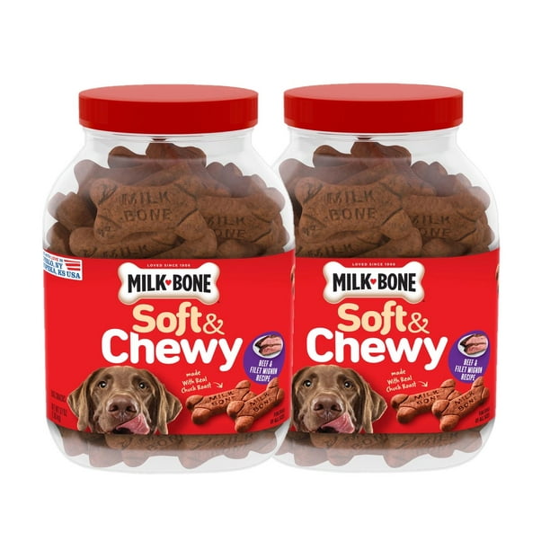 2 Pack MilkBone Soft & Chewy Beef & Filet Mignon Recipe Dog Snacks