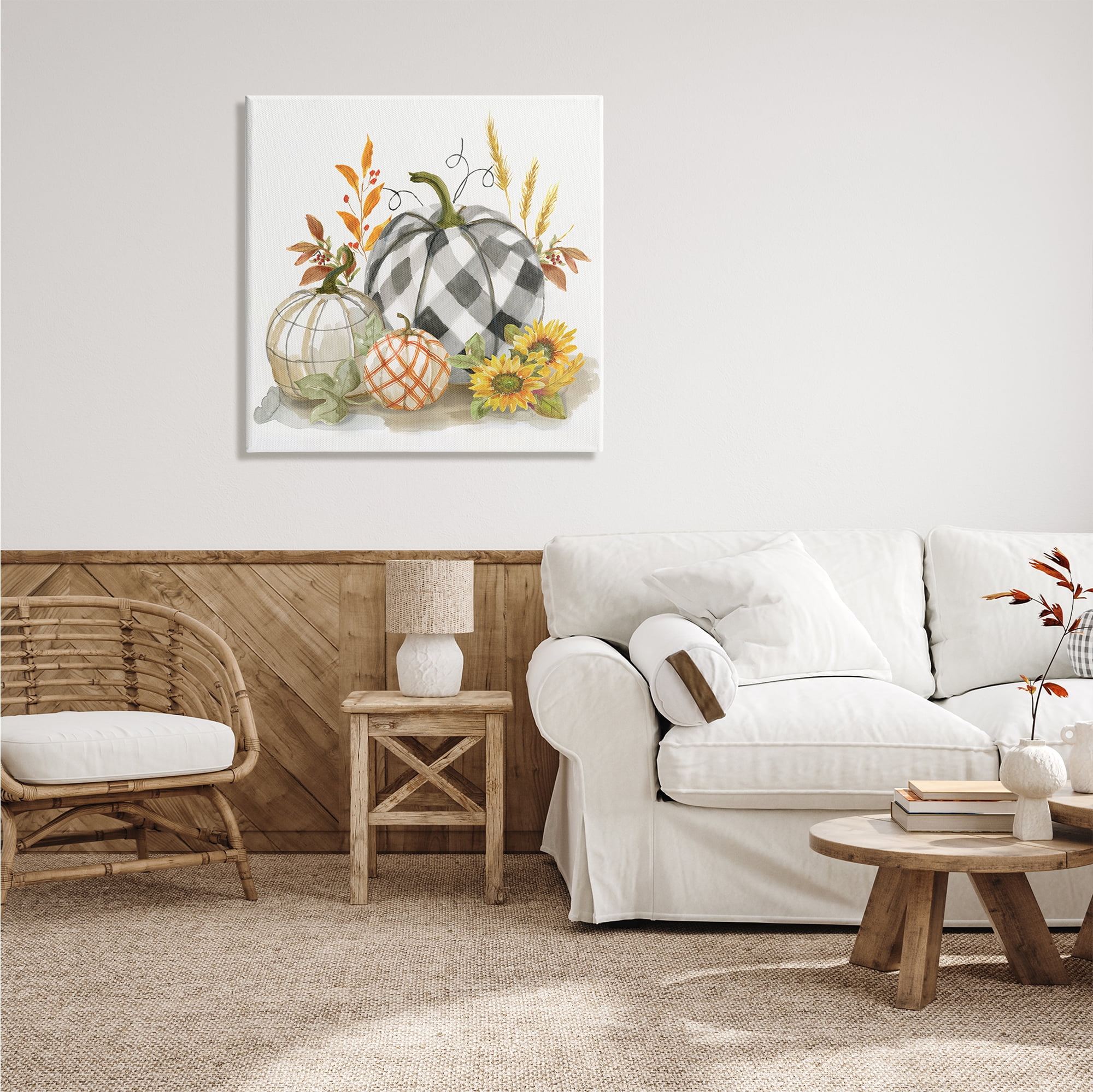 Stupell Indtries Patchwork Patterned Pumpkins Fall Harvest Still Life,30 x 30,Design by Nan