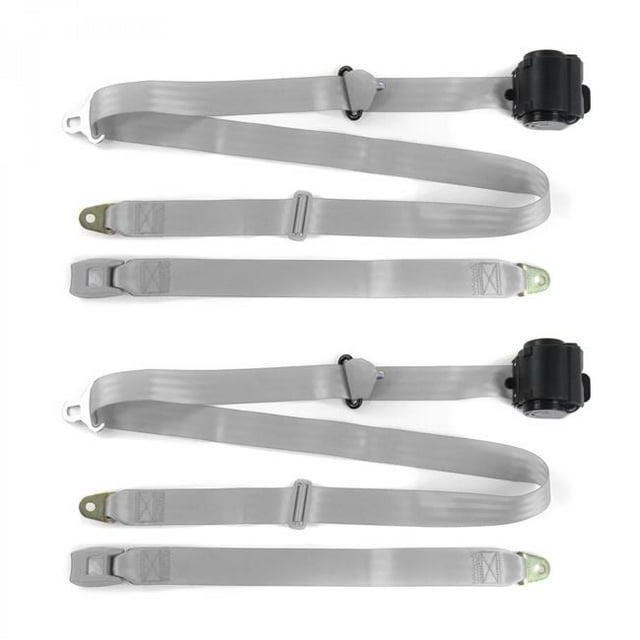 IH Scout 1961-1980 Standard 3 Point Gray & Grey Retractable Bucket Seat Belt Kit - 2 Belts