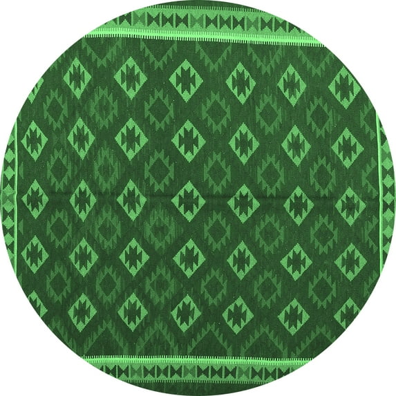 Ahgly Company Indoor Round Oriental Emerald Green Traditional Area Rugs, 8' Round