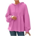 thumbnail image 5 of Womens Oversized Hoodies, Long Sleeve Pullover for Women Fall Fashion Loose Fit Solid Color Ruffle Hooded Sweatshirts, 5 of 6