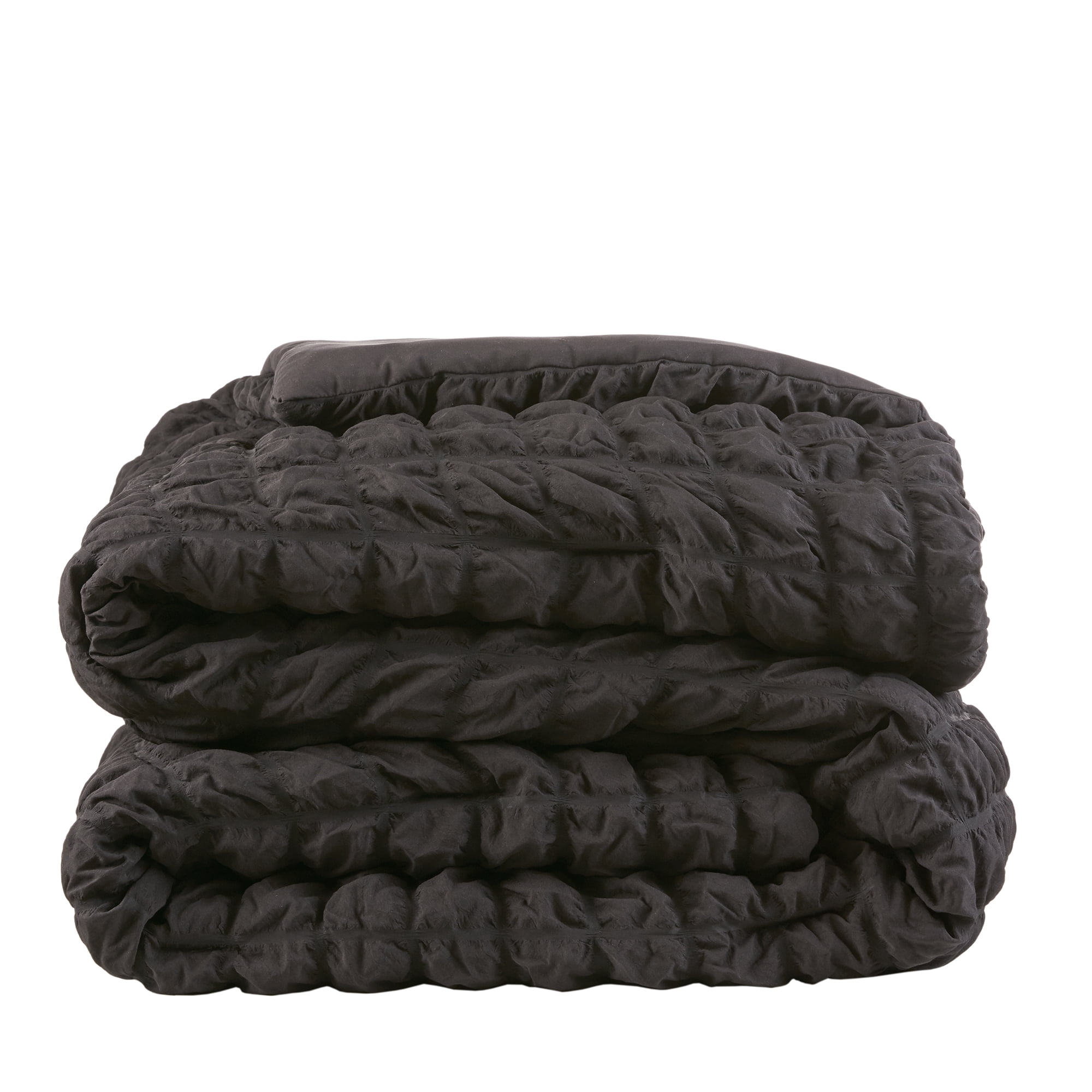 Mainstays King 3-Piece All-Season Comforter Set, Black Puffy Seersucker