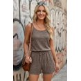 thumbnail image 2 of Ekouaer Rompers for Women Summer Casual 2026 Sleeveless Scoop Neck Ribbed Adjustable Shorts Jumpsuit with Pockets, 2 of 6