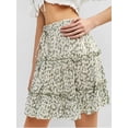 thumbnail image 5 of Women's Summer Cute High Waist Ruffle Skirt Floral Print Swing Beach Mini Skirt, 5 of 7
