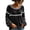 Black, variant on Womens Velvet Christmas Blouses Eyelet Lace Trim Bubble Cuffs Crew Neck Tunic Top with Cute Flowy Peplum Hem for Holiday Dressy Daily