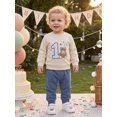 thumbnail image 2 of RUINIXCW Baby Boy 1st Birthday Outfits Letter Embroidery Crew Neck Sweatshirt Pants, 2 of 3