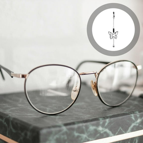 Masteelf Stylish Black Eyeglass Chain for Women Made of Durable Stainless Steel and Acrylic 1 Pair