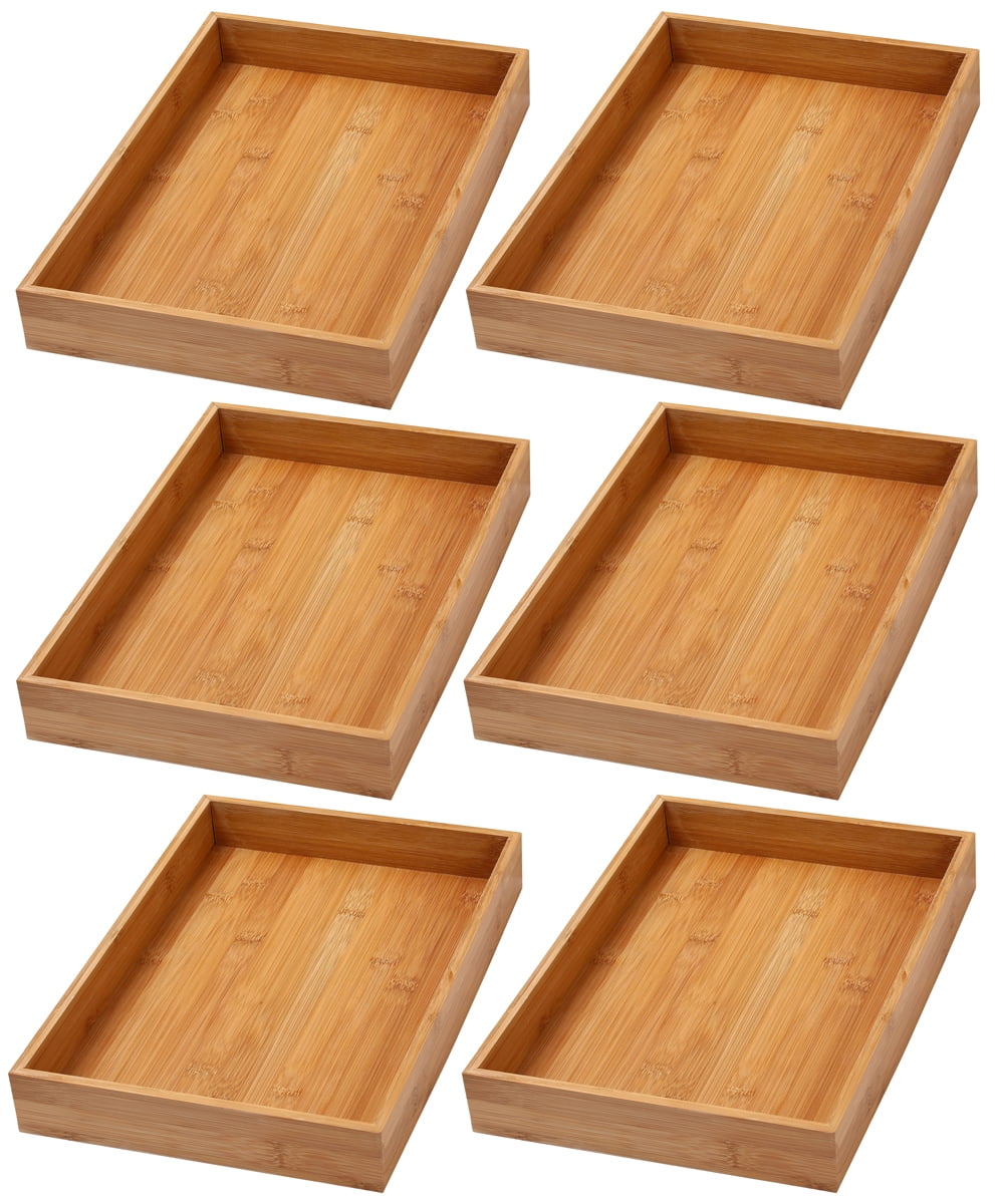 YBM Home Bamboo Drawer Organizer Storage Boxes, 10” x 14” x 2” (6Pack