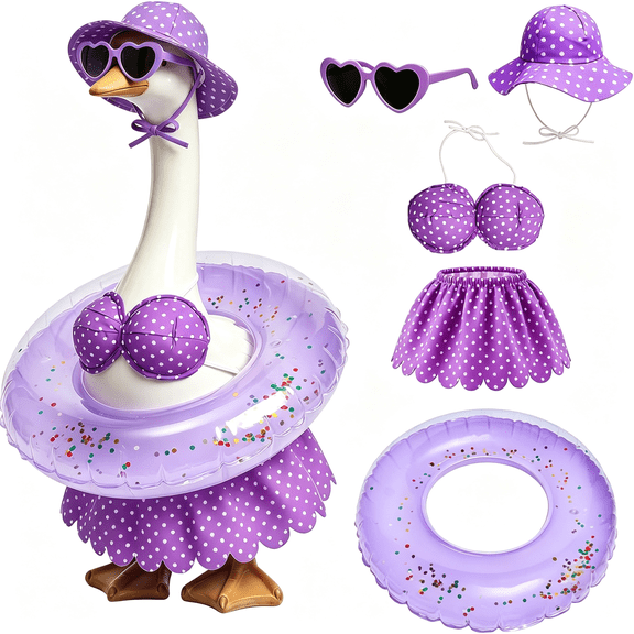 BESTSKY 23Inch Porch Goose Polka Dot Swimwear Outfit for Garden Patio Decor goose