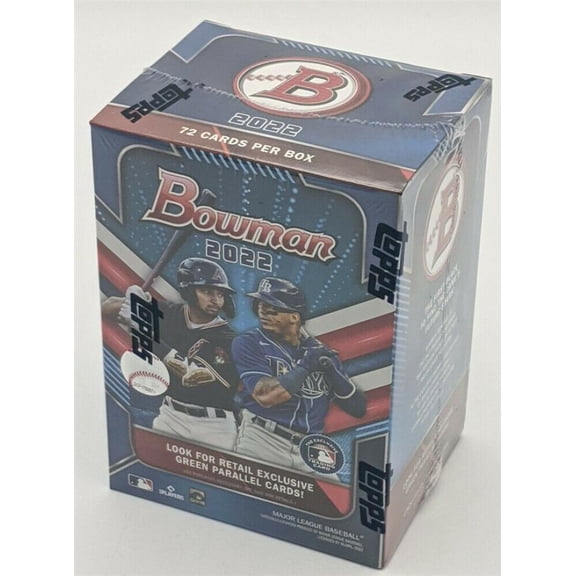 2022 Bowman Baseball Factory Sealed Blaster Box 6 Packs of 12 Cards. Look for Retail Exclusive Green Parallels.