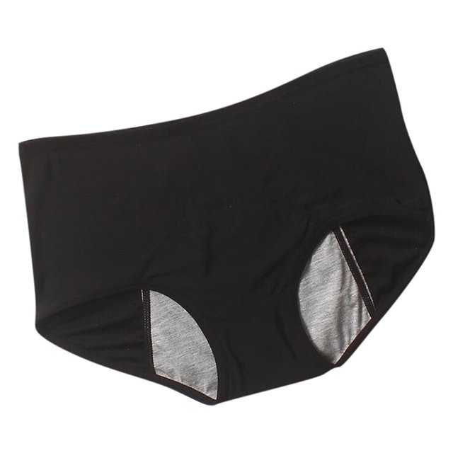 Ropa interior menstrual Prolriy para mujer, bragas a prueba de fugas, ropa interior femenina, pantalones de cintura fisiológica, ropa interior de algodón para mujer, ropa interior femenina negra L