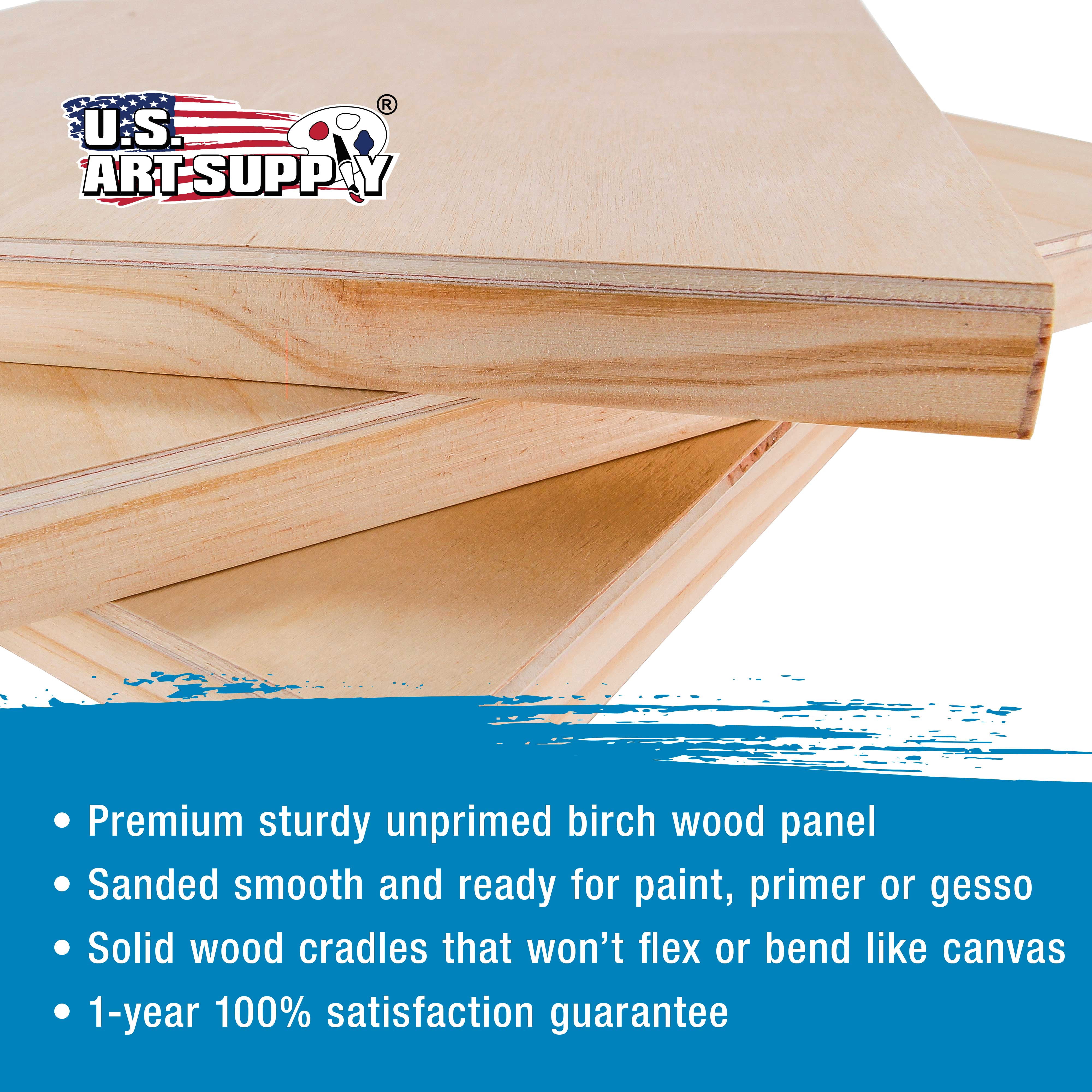 U.S. Art Supply 12" x 24" Birch Wood Paint Pouring Panel Boards, Studio 3/4" Deep Cradle (Pack of 2) - Artist Wooden Wall Canvases - Painting Mixed-Media Craft, Acrylic, Oil, Watercolor, Encaustic