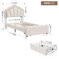 thumbnail image 2 of Homfa Twin Size LED Bed Frame with Drawer, Velvet Upholstered Platform Bed Frame with Adjustable Petal Headboard for Kid, Beige, 2 of 7
