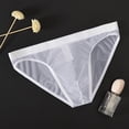 thumbnail image 3 of sunsanly Men Seamless Ice Silk Briefs Low-rise Ultra-Thin See-through Panties Solid Color Quick Drying Underwear, 3 of 8