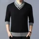 thumbnail image 4 of Suéteres de punto para hombres Jerseys de negocios empalmados Ropa de hombre beige Cuello en V Pedido Cálido Barato Invierno 2024 Diseñador Lujo Divertido X, 4 of 5