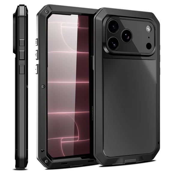 Aluminum Case for Apple iPhone 18 Pro Max Metal Shockproof Heavy Duty Phone Cover Built-in Glass Screen Protector
