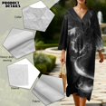 thumbnail image 5 of DISNIMO Women's Maxi Dress Dragon Print Linen-Like V Neck Dresses Casual 3/4 Sleeve Midi Dress Loose Fit Shift Dresses for Women, 2XL, 5 of 6