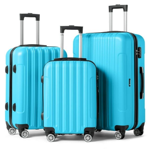 Open Box Zimtown 3 Piece Nested Spinner Suitcase Luggage Set With TSA Lock Blue
