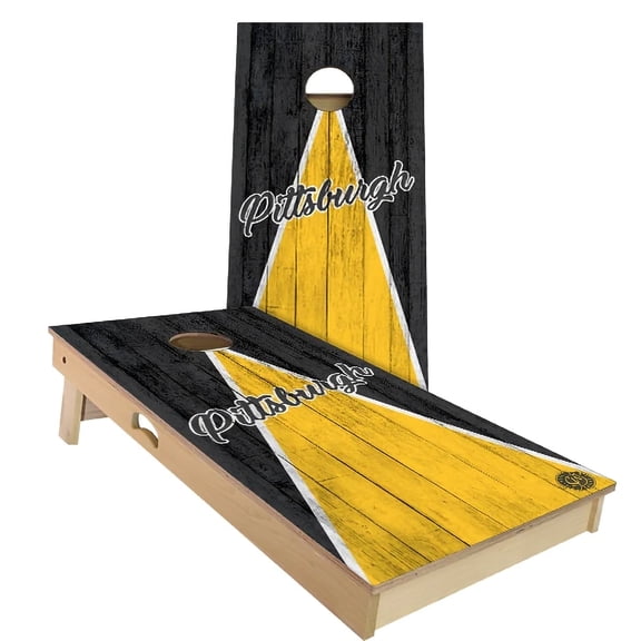 Skip's Garage | Pittsburgh Football Cornhole Board Set | Includes Boards & Bags | Choose Your Size & Accessories