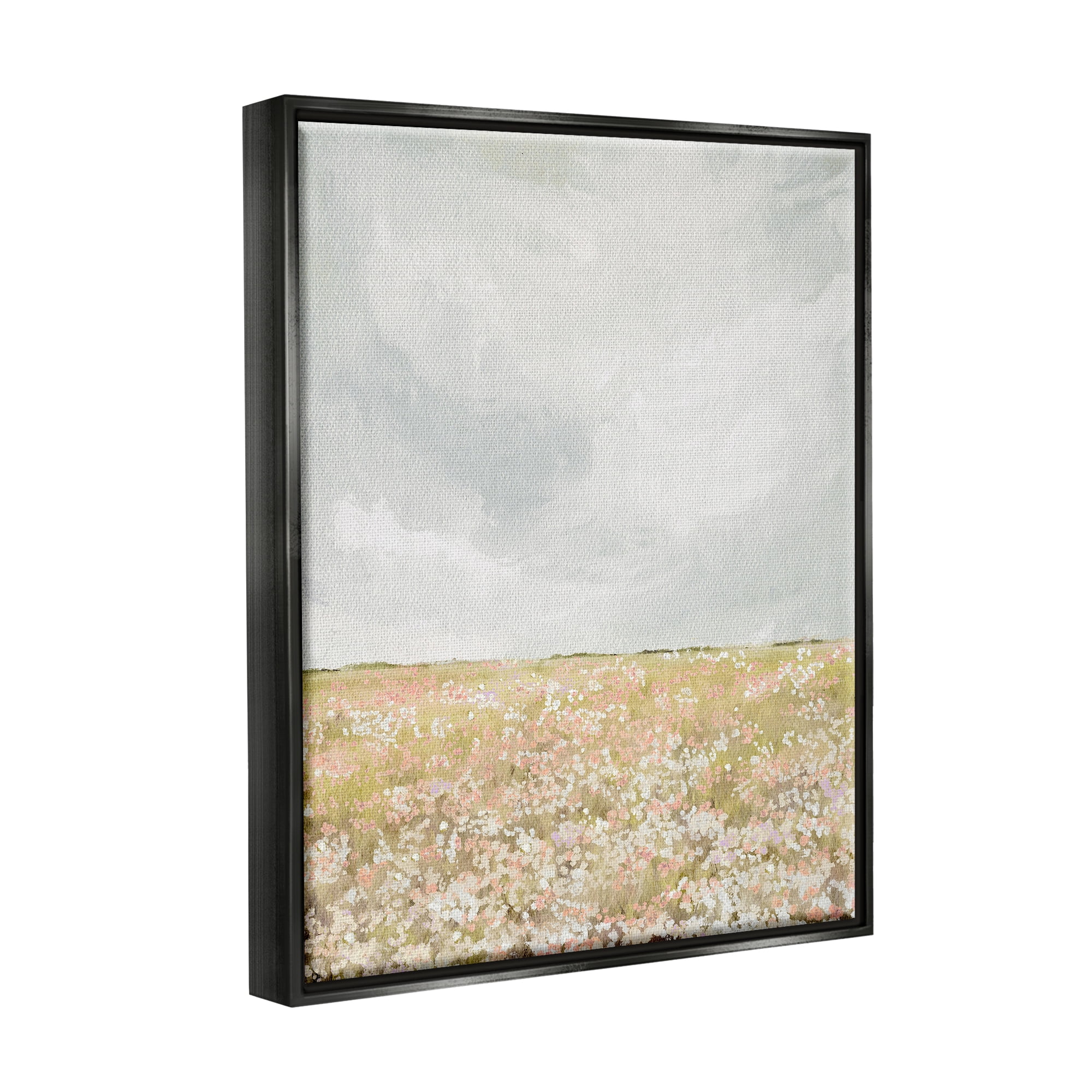 Stupell Industries Cloudy Abstract Meadow Landscape Painting Black Floater Framed Canvas Art Print Wall Art, 17 x 21