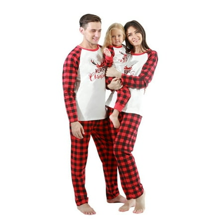 

Esho Christmas Family Matching Pajamas Set Mom Dad Kids Parent-Child Plaid Xmas Pjs Sleepwear Loungewear