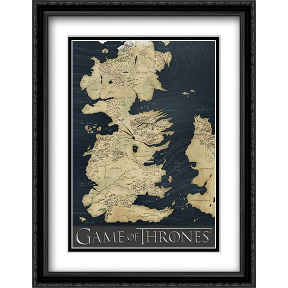 Game of Thrones - Map 2x Matted 28x40 Large Black Ornate Framed Art Print